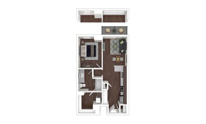 A2 1 bedroom 1 bath 656 square feet