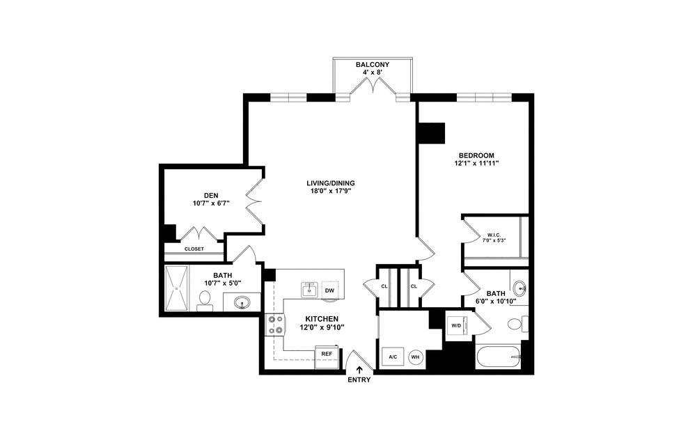 A14 - Renovated 1 bedroom 2 bath 1061 square feet (2)