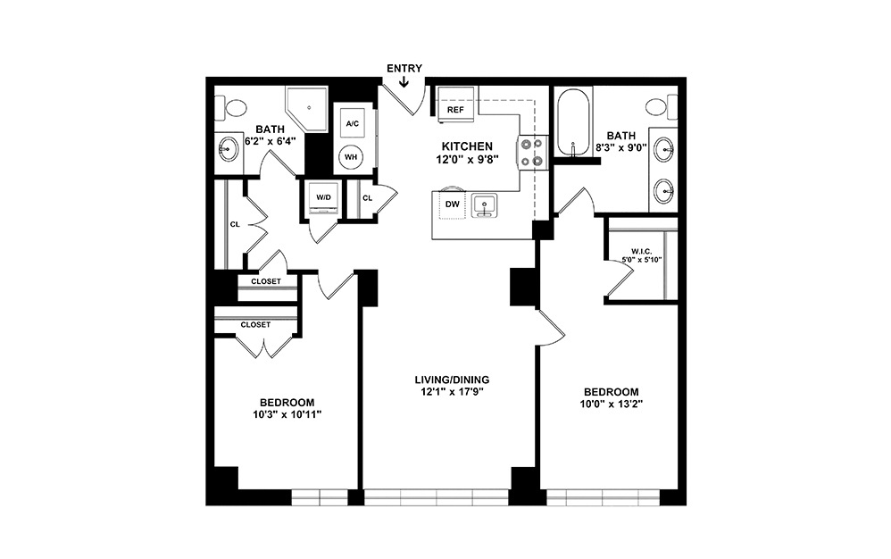 B2 - Renovated 2 bedroom 2 bath 1002 square feet (2)