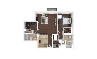 A14 - Renovated 1 bedroom 2 bath 1061 square feet