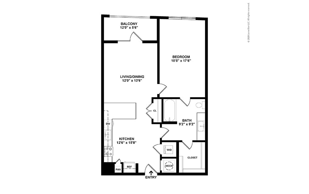 Gray 1-Bedroom Optimist Park Apartment