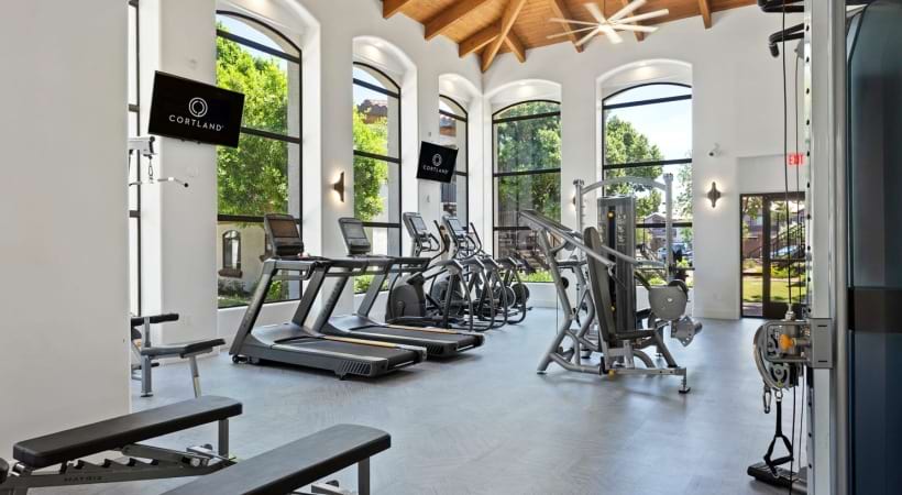 24/7 Fitness Center with Interactive Cardio at Our South Phoenix Apartment Community