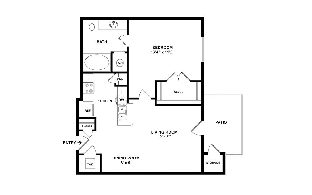 Overton 1 bedroom 1 bath 636 square feet (2)