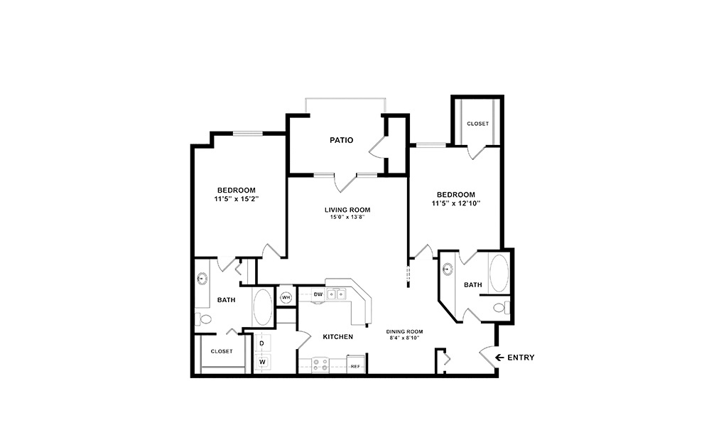 Rivercrest 2 bedroom 2 bath 1146 - 1175 square feet (2)