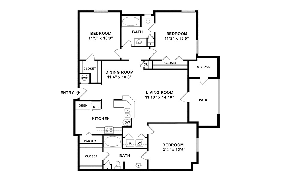 Westover 3 bedroom 2 bath 1408 - 1540 square feet (2)