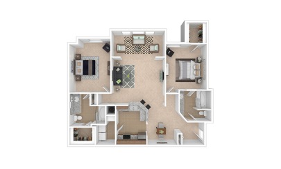 Rivercrest with Sunroom 2 bedroom 2 bath 1255 - 1279 square feet