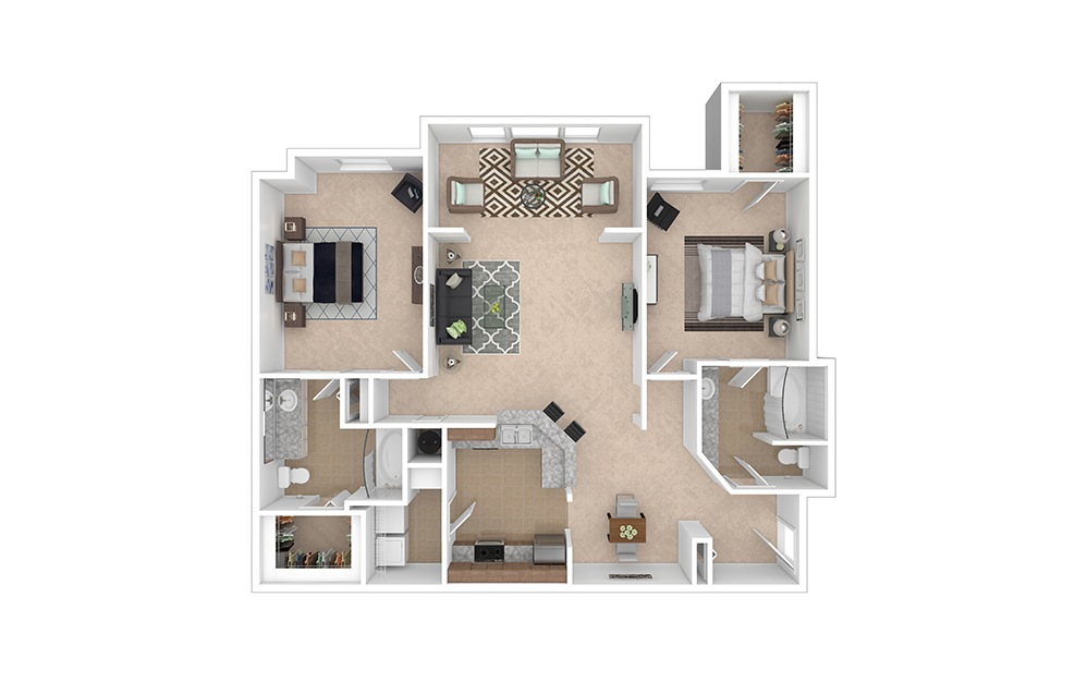 Rivercrest with Sunroom 2 bedroom 2 bath 1255 - 1279 square feet
