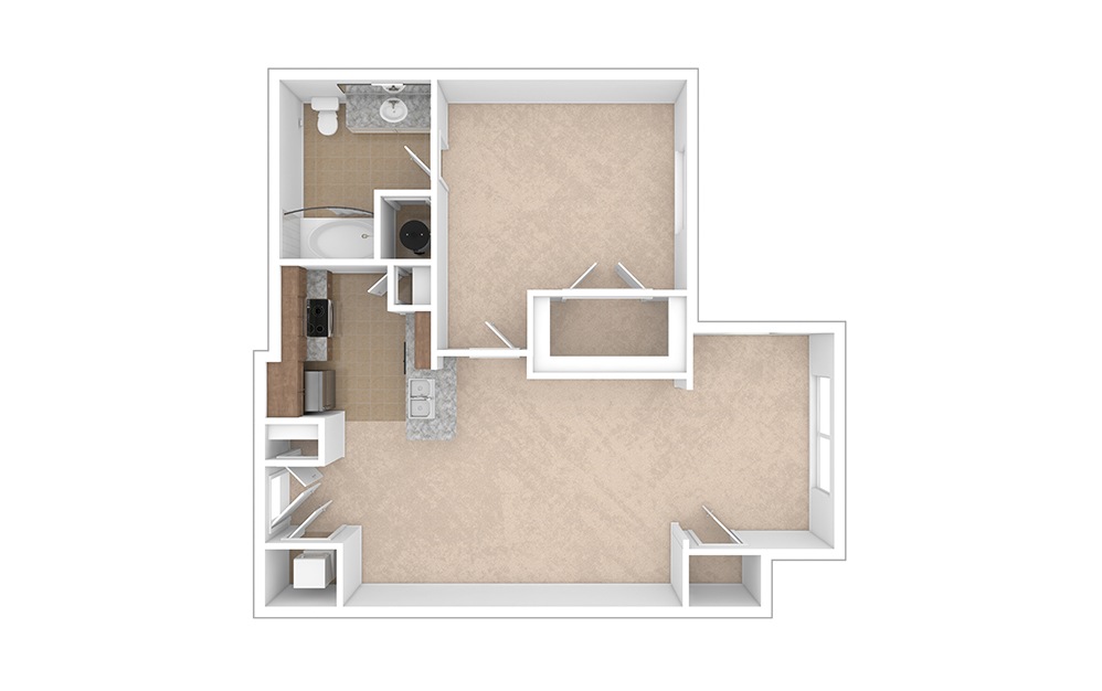 Overton with Sunroom 1 bedroom 1 bath 747 square feet (1)