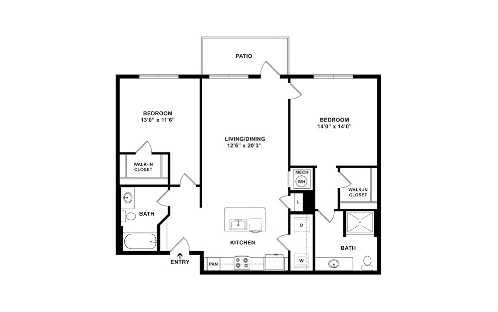 McKay 2 bedroom 2 bath 1175 square feet (2)