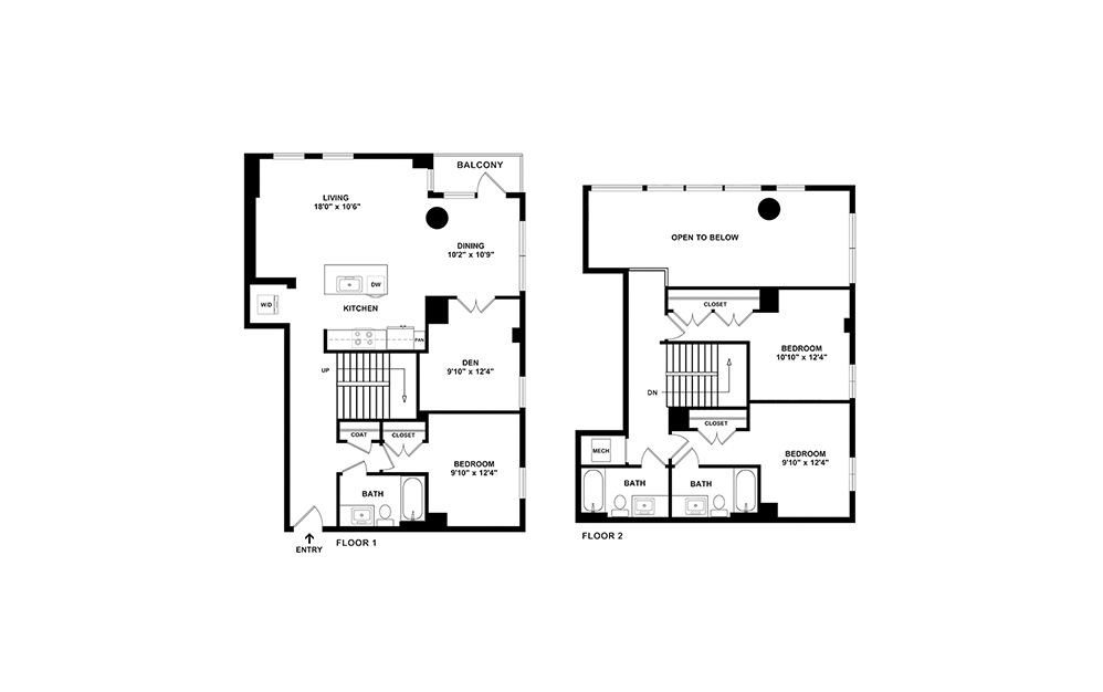 C4-East 3 Bedroom and 3 Bathroom Apartment Floor Plan