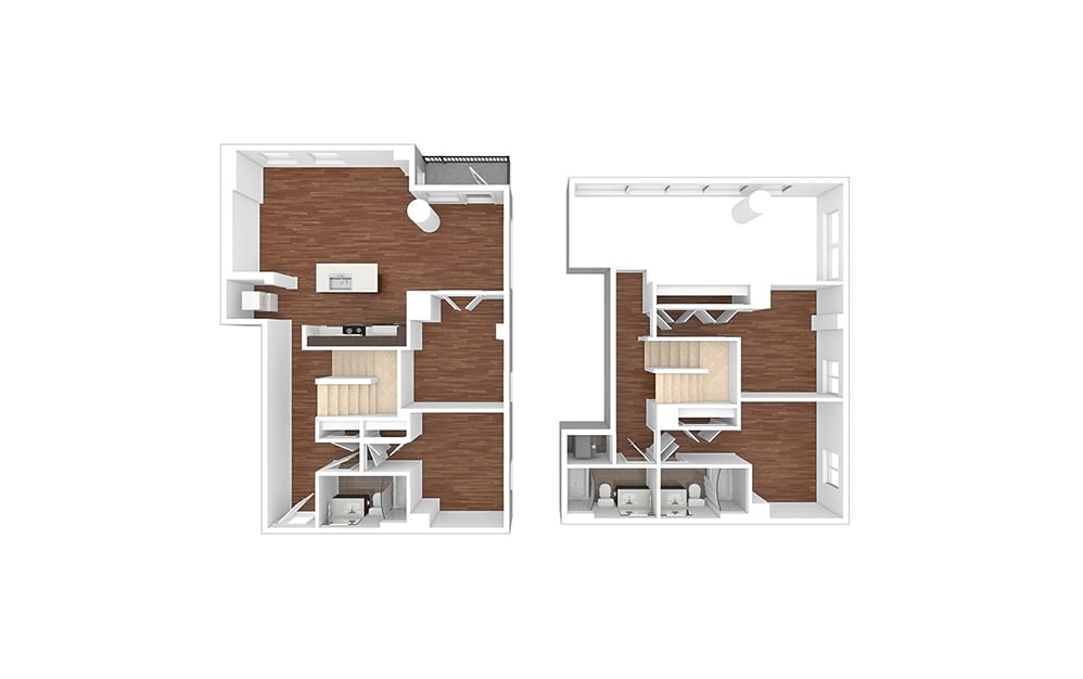 C4-East 3 Bedroom and 3 Bathroom Apartment Floor Plan