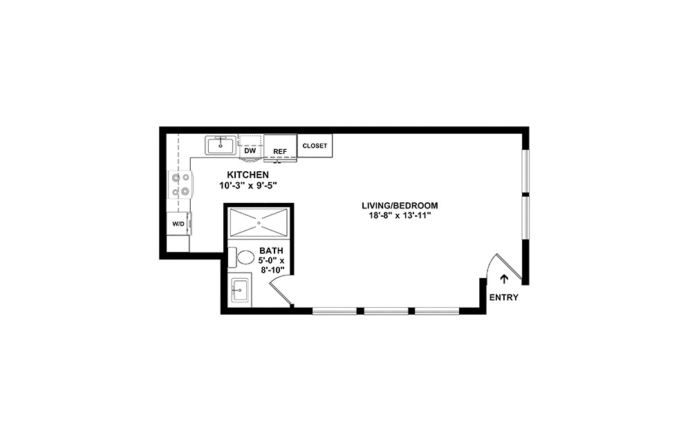 Dixie Studio Floor Plan at Our Apartments Near North Scottsdale, AZ