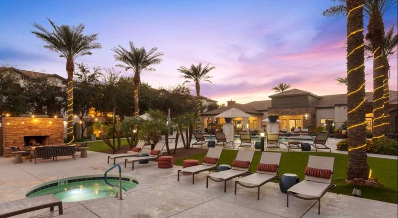 Outdoor Lounge with Heated Spa at Our Ahwatukee Foothills Apts
