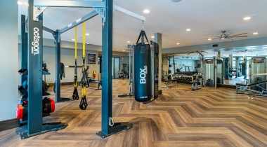 Fitness center at apartments in Marietta, GA