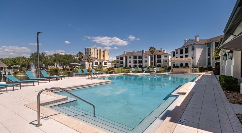 Resort-Style Pool with Sun Deck at our apartments for rent in St. Pete, FL