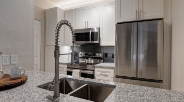 Luxury Kitchen with Stainless Steel Appliances at Our Apartments in West Houston, Texas