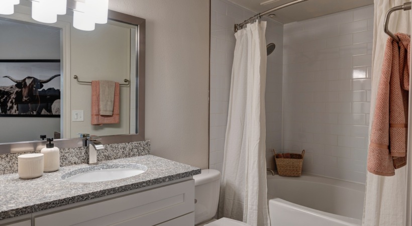 Granite Countertops in Our West Houston Apartment Bathrooms