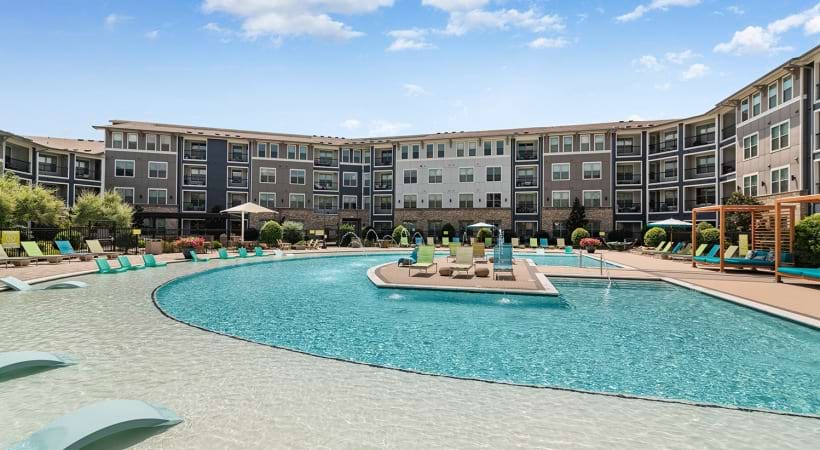 Resort-Style Pool with Poolside Cabanas at Our Downtown Allen, TX Apartments