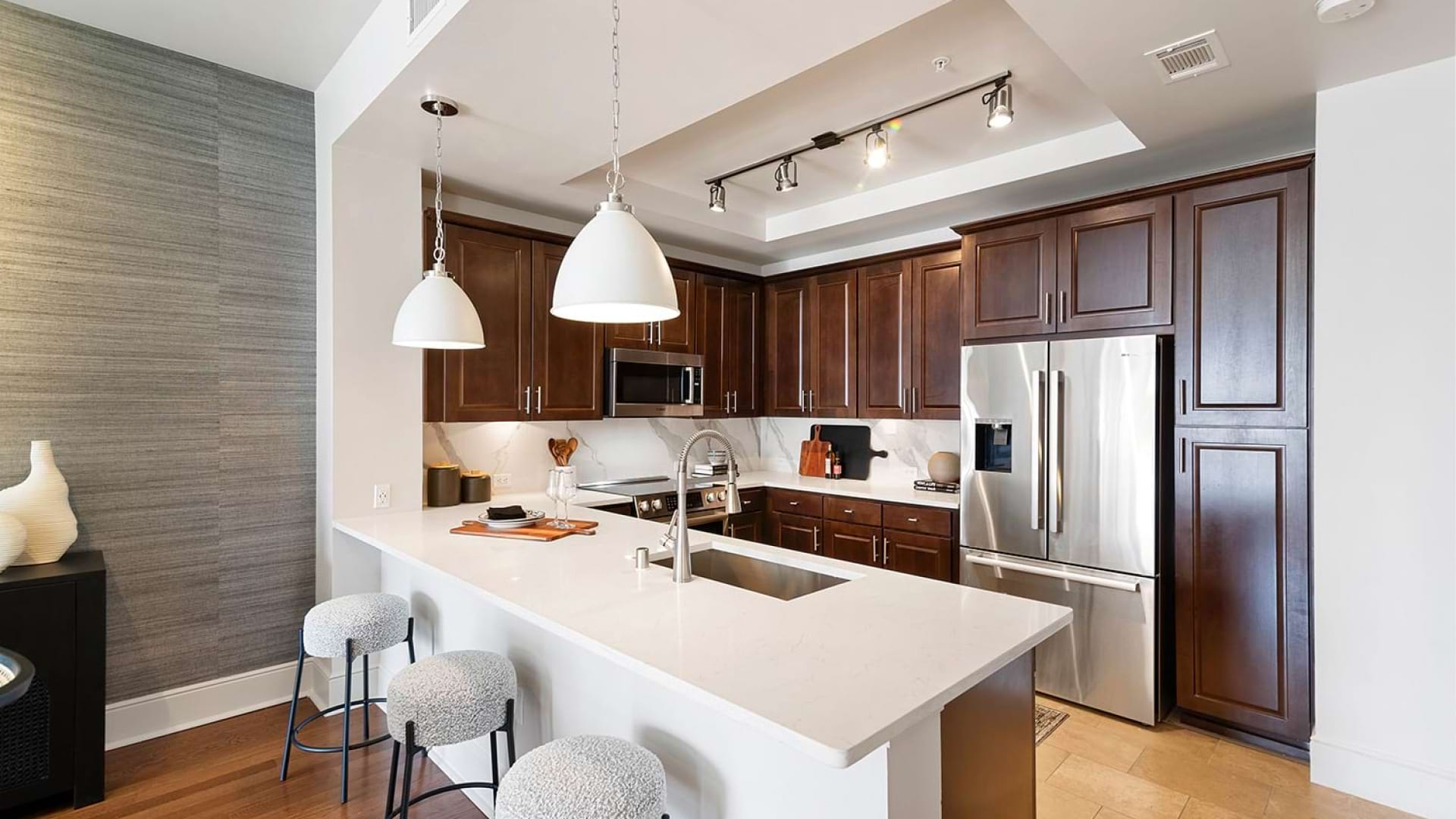 Kitchen with Sleek Countertops in Our Luxury Apartments in Uptown Dallas, TX
