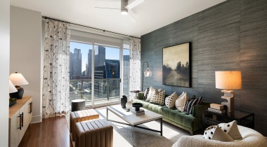 Living Room with Floor-to-Ceiling Windows at Our McKinney Dallas Apartments