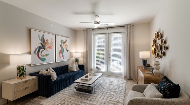 Well-Lit Living Room at Our Castle Hills Apartments in Lewisville