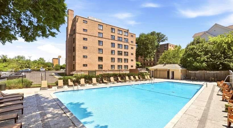Resort-Style Pool and Sun Deck at Our Modern Apartments in Arlington, VA