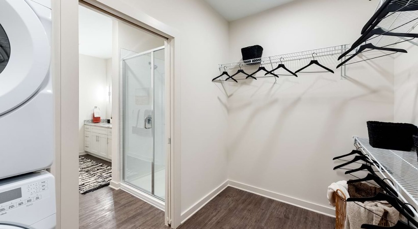 Spacious Walk-In Closets with Pocket Doors