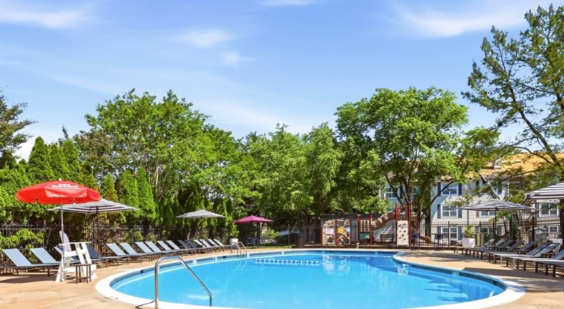 Resort-Style Pool with Lounge Chairs Near Our Apartments in Loudoun County, VA