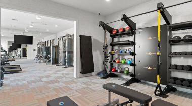 Fitness center at our luxury apartments in West Houston, TX