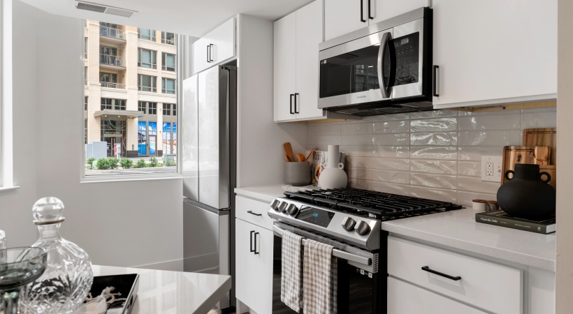 Kitchen with Stainless Steel Appliances at Our Apartments in Crystal City