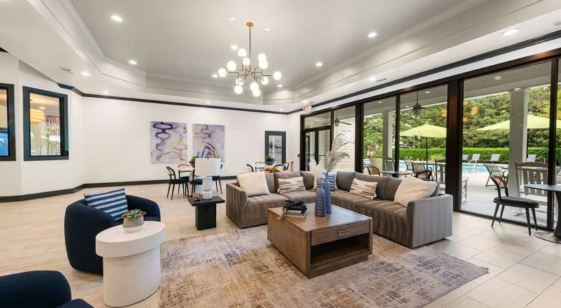 Cozy Sitting Area in the Resident Clubhouse at Our Falls of Neuse Apartments