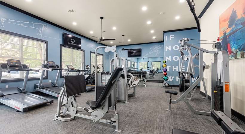 Modern Fitness Center at Our Apartments on Durant Rd.