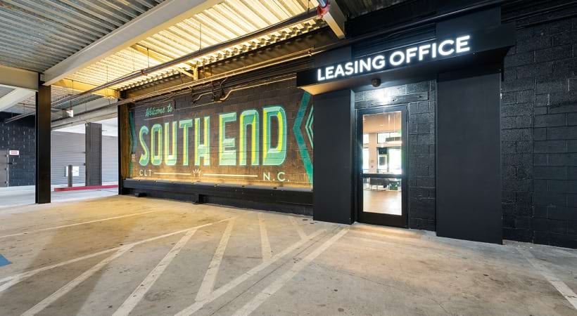 Leasing Office Entrance From Parking Garage