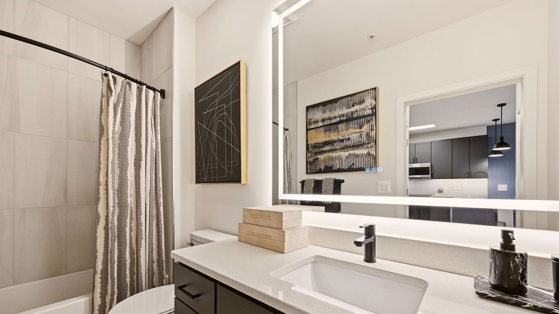 LED Vanity Mirrors in the Bathrooms of Our Ballston Apartments for Rent