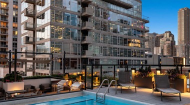 Resort-Style Pool with a Scenic View at Our High-Rise Apartments in Downtown Chicago