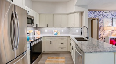 Newly renovated apartment kitchen in Houston, TX
