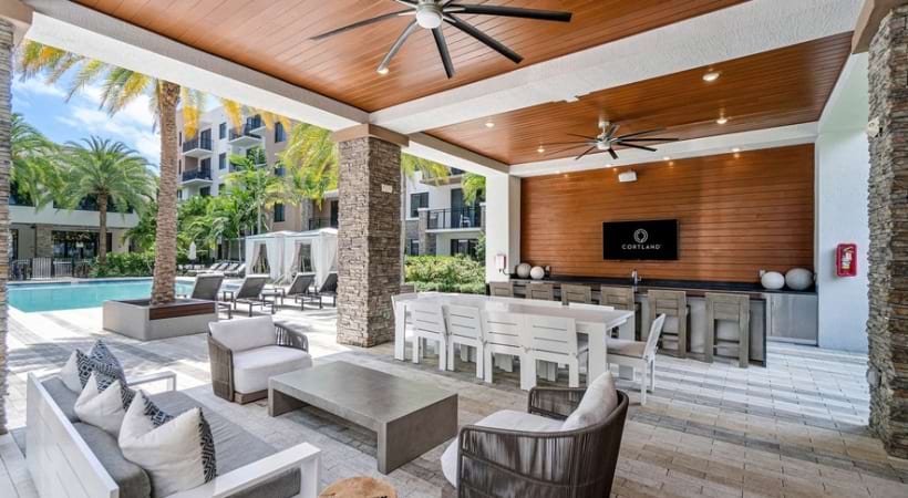 Poolside Lounge at Our Apartments in Deerfield Beach, Florida