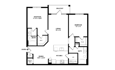 Two Bedroom 2 bedroom 2 bath 1189 - 1199 square feet