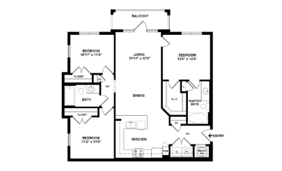 Three Bedroom 3 bedroom 2 bath 1330 square feet