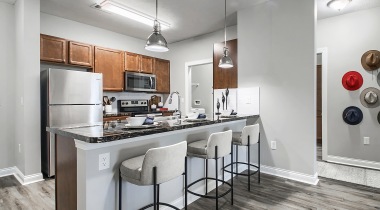 Modern Kitchen With Stainless Steel Appliances at Our Luxury Apartments in Powell, Ohio