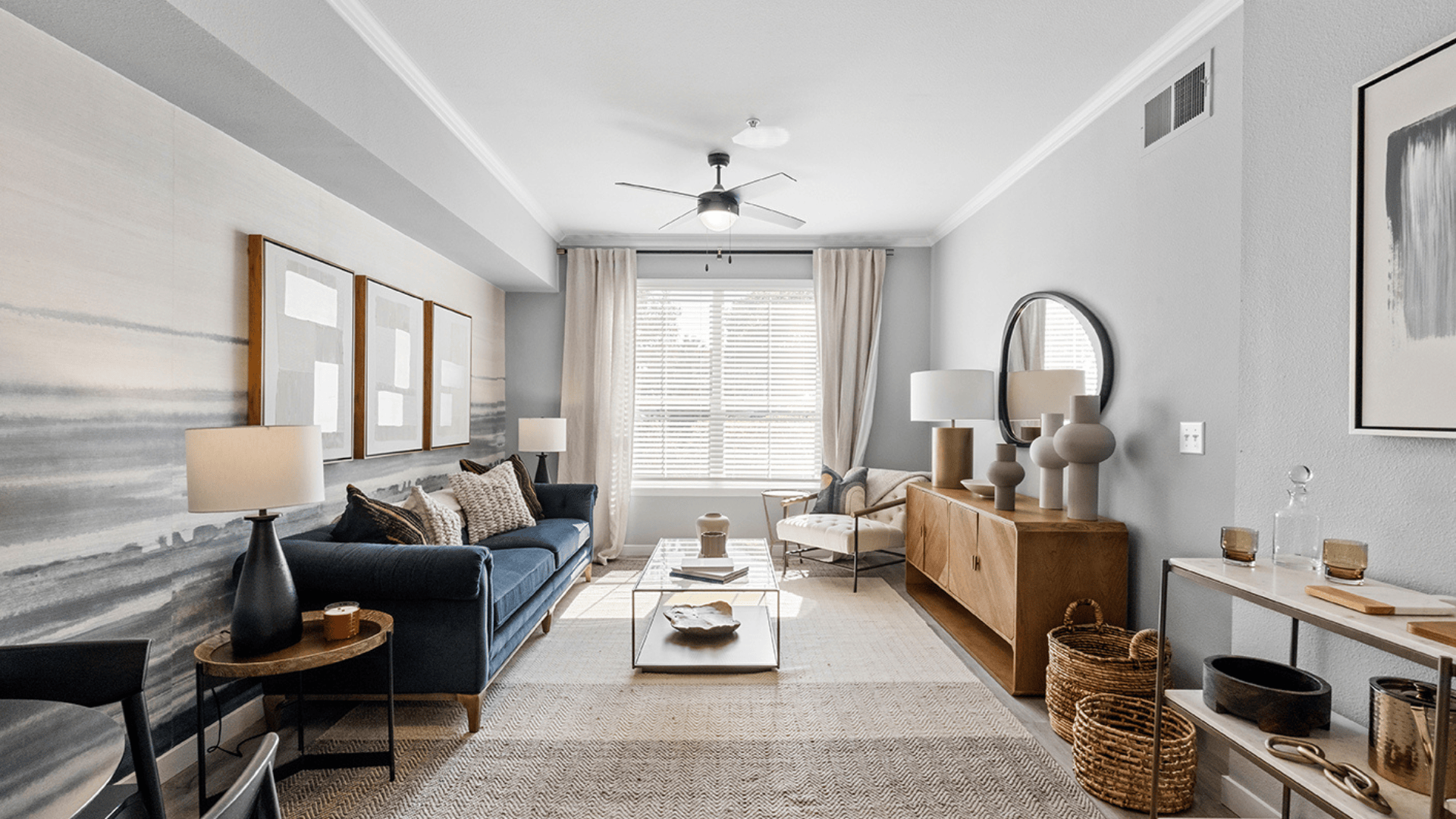 Living Room with Large Windows at Our Apartments in Congress Park