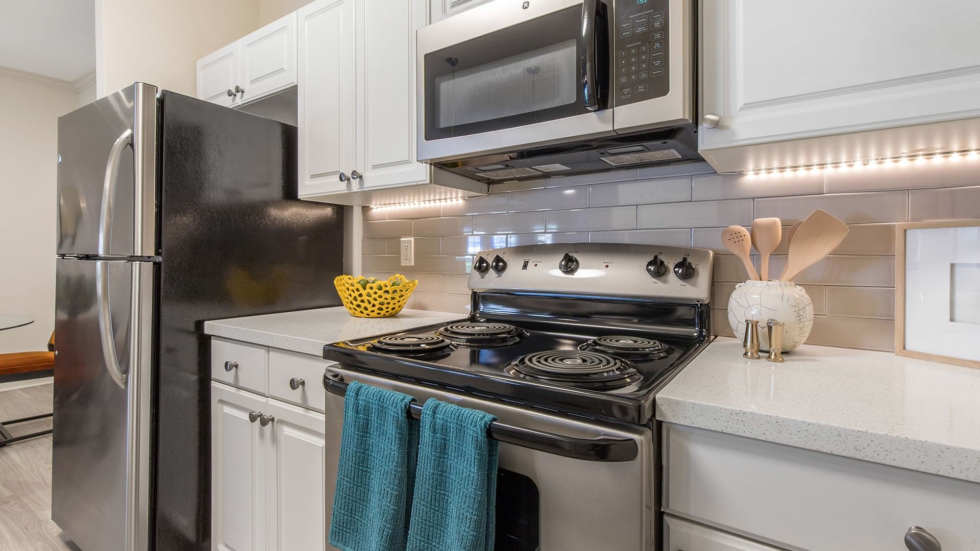 Kitchen with Quartz Countertops at Our Mallard Creek Apartments in Charlotte, NC