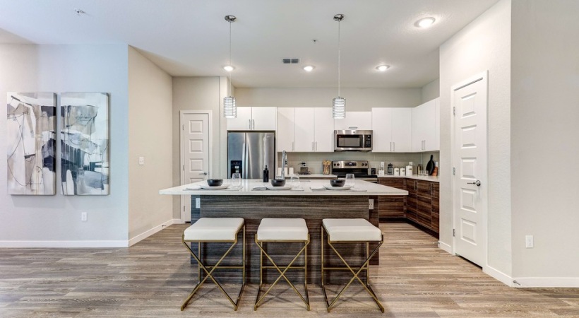 Spacious Kitchen with Island at Our New Apartments in Orlando