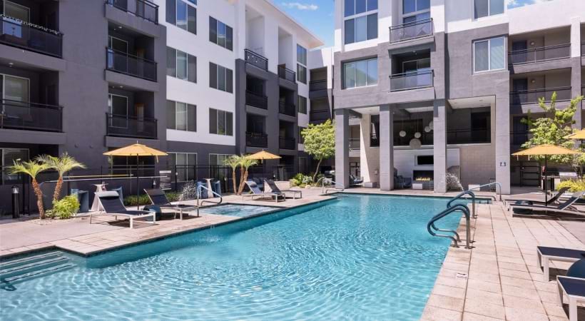Resort-Style Pool and Spa at Our Gated Apartments for Rent in Biltmore, Phoenix