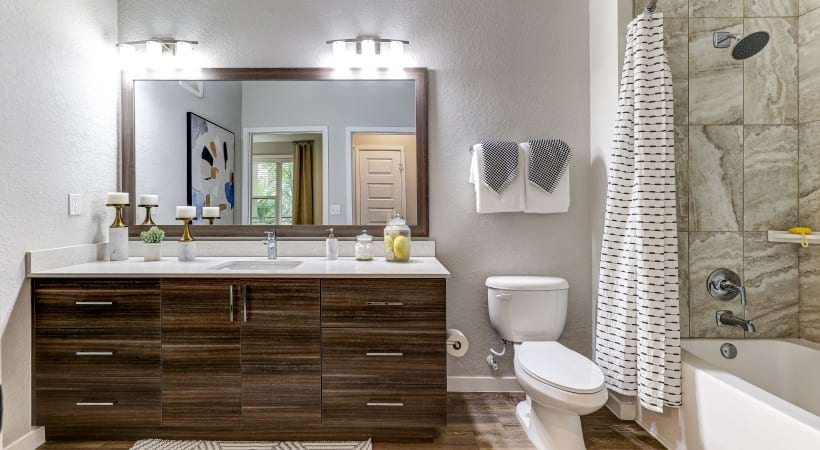 Modern Bathroom with Quartz Countertops at Our Apartments near Orlando, FL