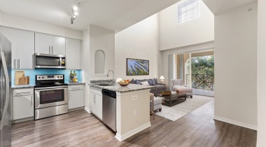 Spacious Kitchen and Living Area at Our Apartments for Rent Near Palm Beach Lakes Blvd.