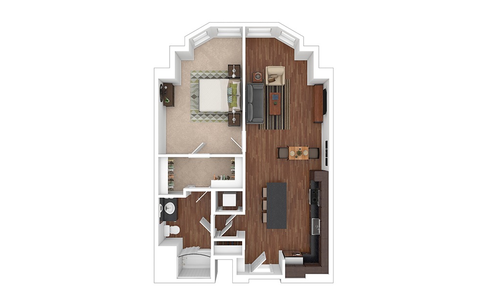 The Magnolia Hall 1 bedroom 1 bath 871 square feet