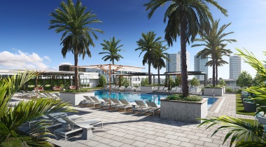 Poolside View of Our Apartments Near Miami International University of Art and Design