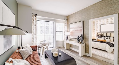 Naturally-Lit Living Room at Our West Village, Dallas Luxury Apartments