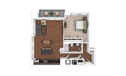The Oakmont 1 bedroom 1 bath 972 square feet